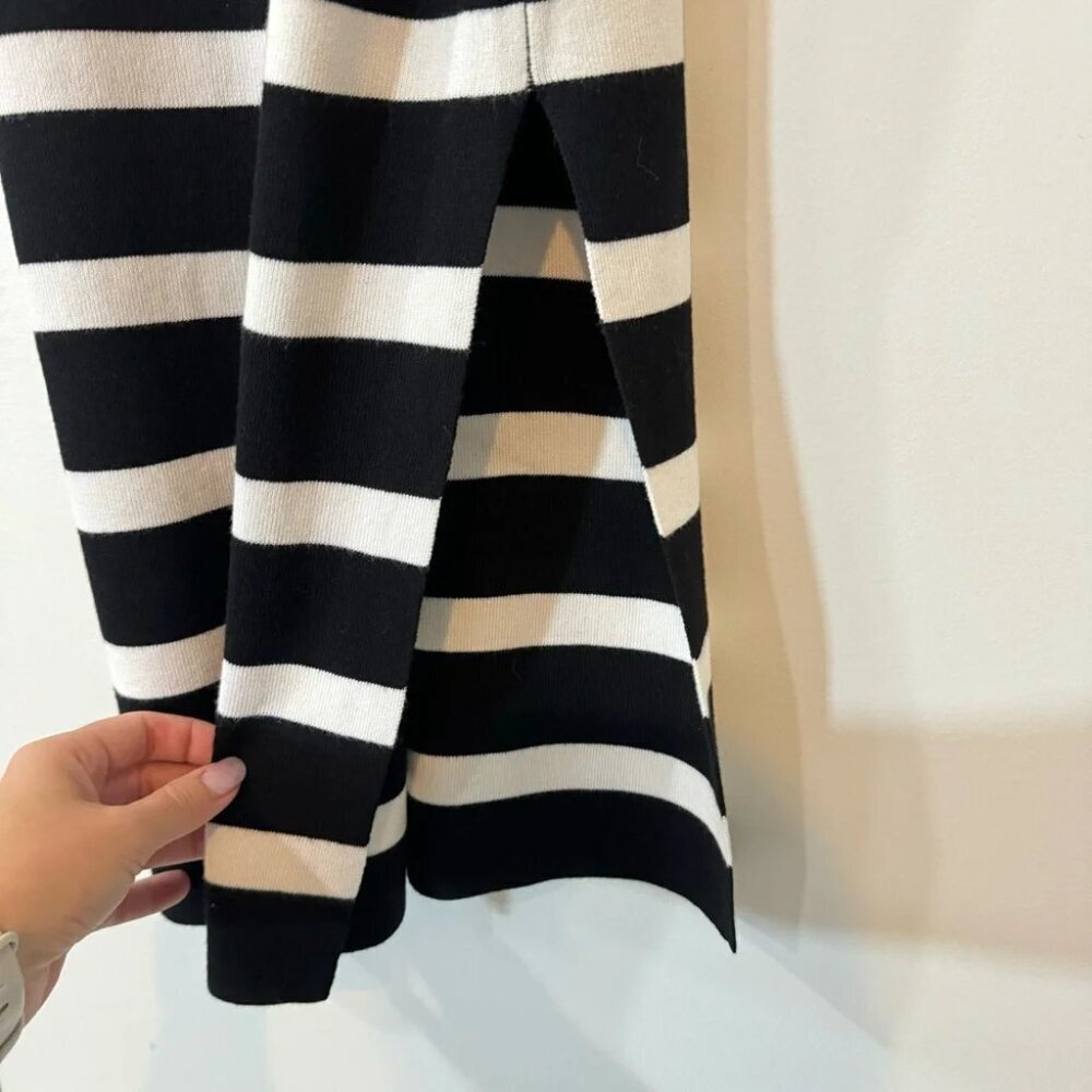 Revamped Wide Striped Black and White Fitted Midi Dress - Picture 5 of 15